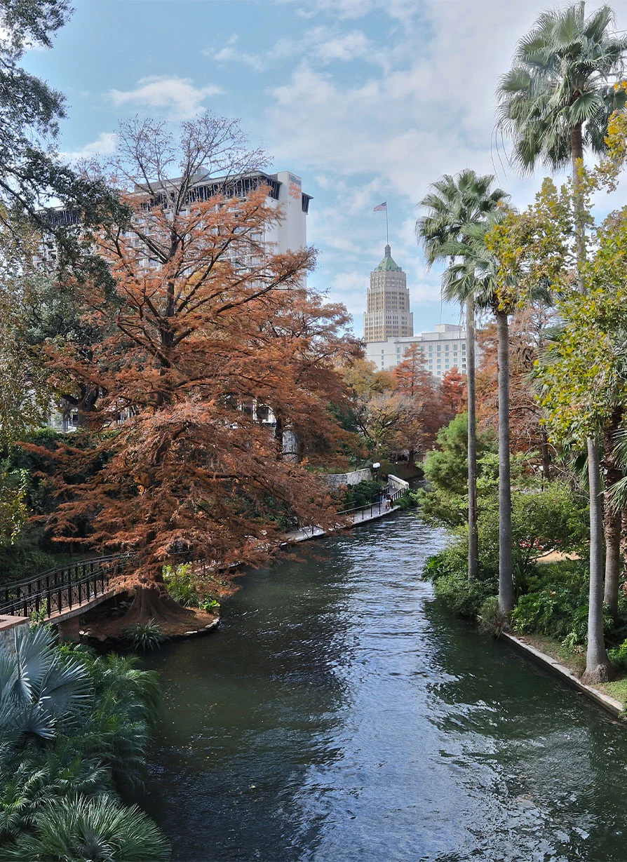 Image of the river walk in San Antonio, Texas in the fall. - Out of town patient resources in San Antonio, TX